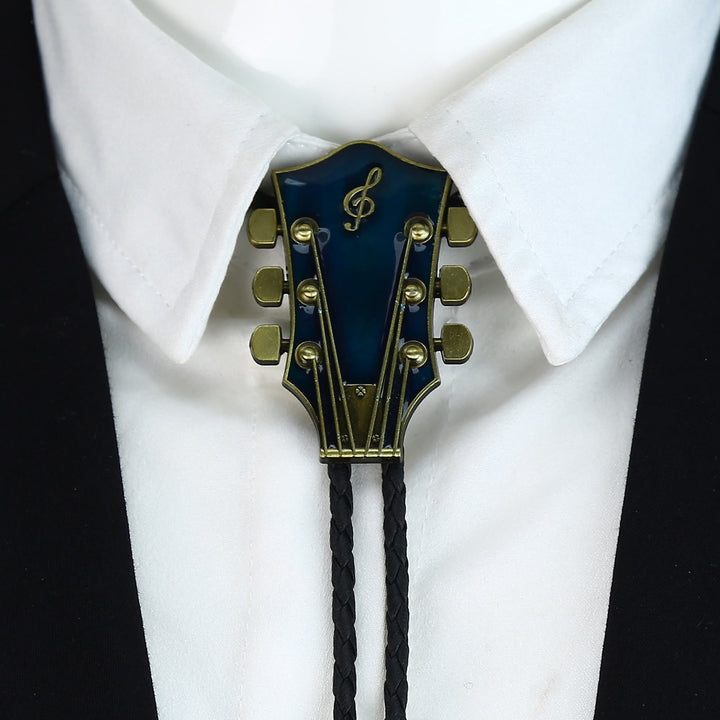 Cravatta Bolo con struttura in metallo retrò a forma di chitarra - image 2