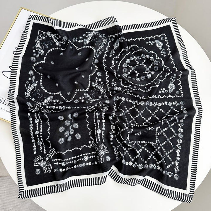 Fazzoletto da taschino con motivo anacardi a contrasto retrò e fibbia a fiore - Stile n. 10 - image 15