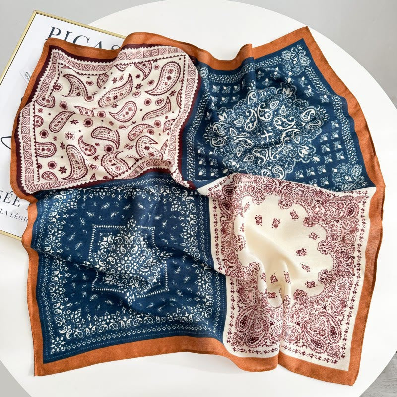 Fazzoletto da taschino con motivo anacardi a contrasto retrò e fibbia a fiore - Stile n. 1 - image 2