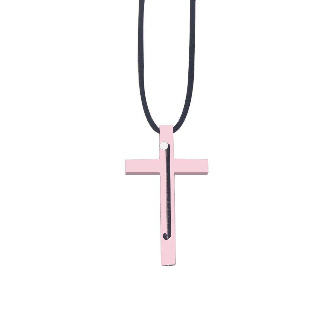 Collana con ciondolo a forma di croce con ago portatile - Rosa - image 2