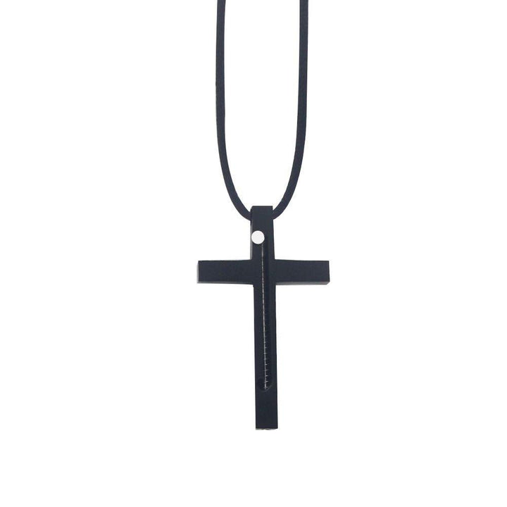 Collana con ciondolo a forma di croce con ago portatile - Nero - image 1