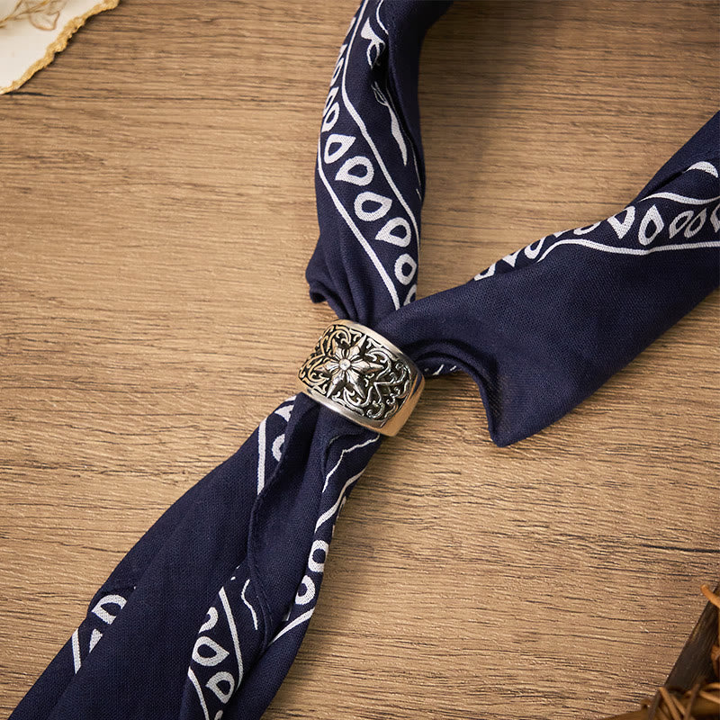 Fazzoletto da taschino vintage con stampa Paisley Cashew e fibbia a stella argentata - Stile n. 1 - image 0