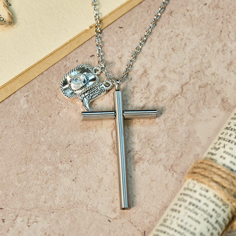 Collana con ciondolo in argento e ago per autodifesa con croce EDC - Argento - image 0