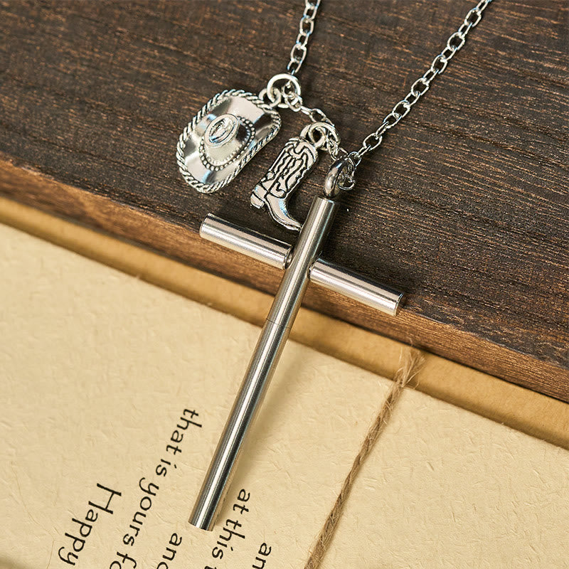 Collana con ciondolo in argento e ago per autodifesa con croce EDC - image 4