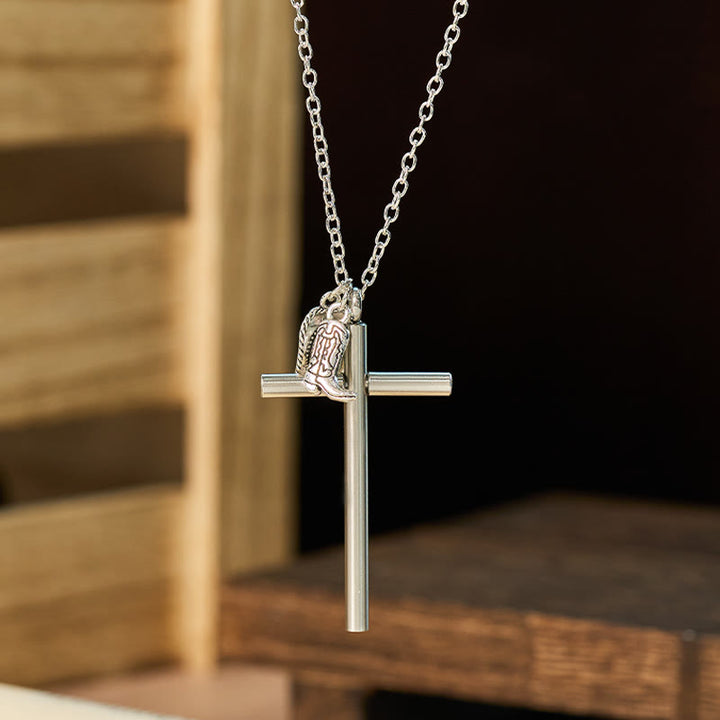 Collana con ciondolo in argento e ago per autodifesa con croce EDC - image 3