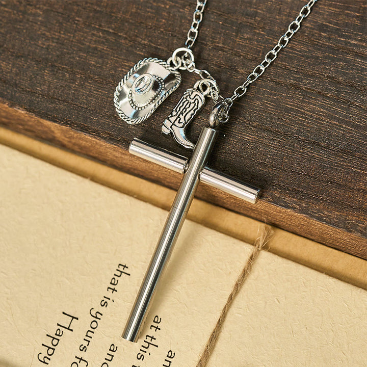 Collana con ciondolo in argento e ago per autodifesa con croce EDC - image 4