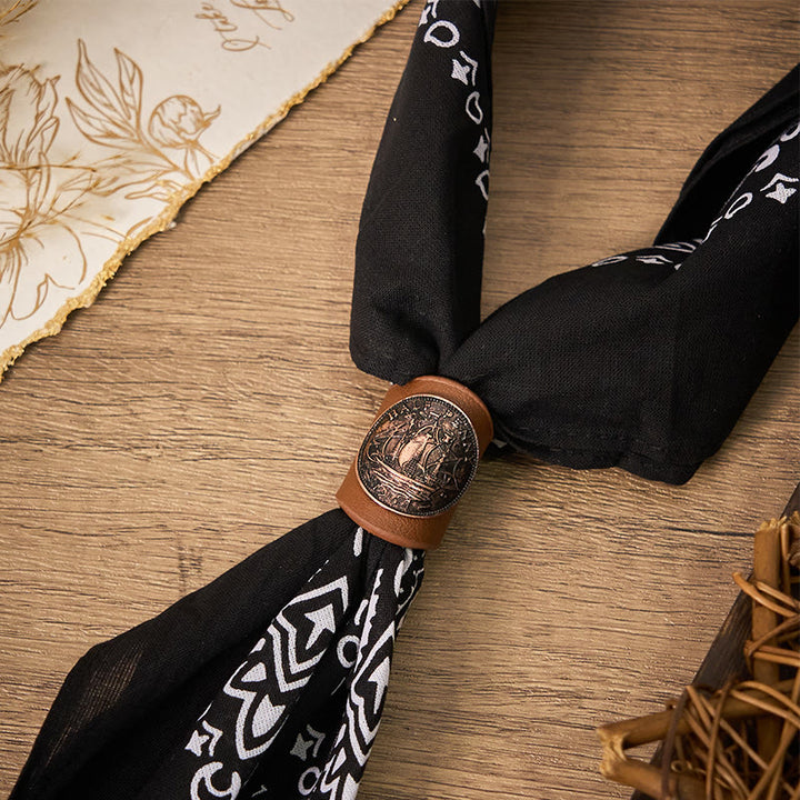 Fazzoletto da taschino con stampa Paisley Cashew e fibbia marrone a forma di barca a vela - Stile n. 2 - image 2