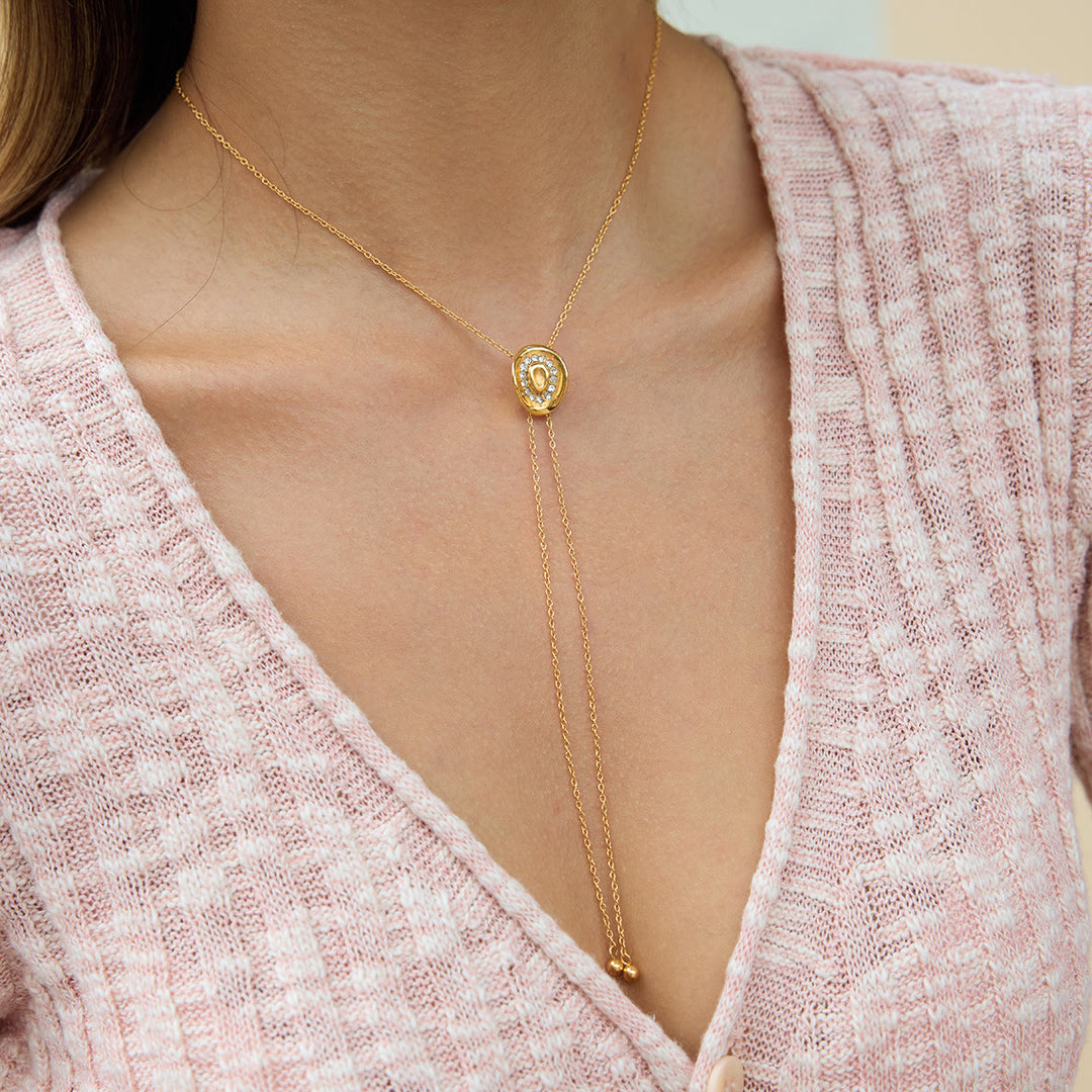 Collana a forma di cappello da cowboy occidentale con strass brillanti - Oro - image 0