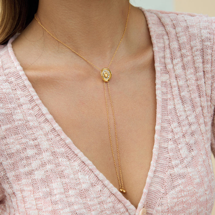 Collana a forma di cappello da cowboy occidentale con strass brillanti - Oro - image 0