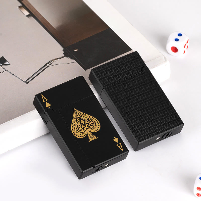 Creative Metal Spade A Accendino a butano da poker - Asso di picche nero - image 4