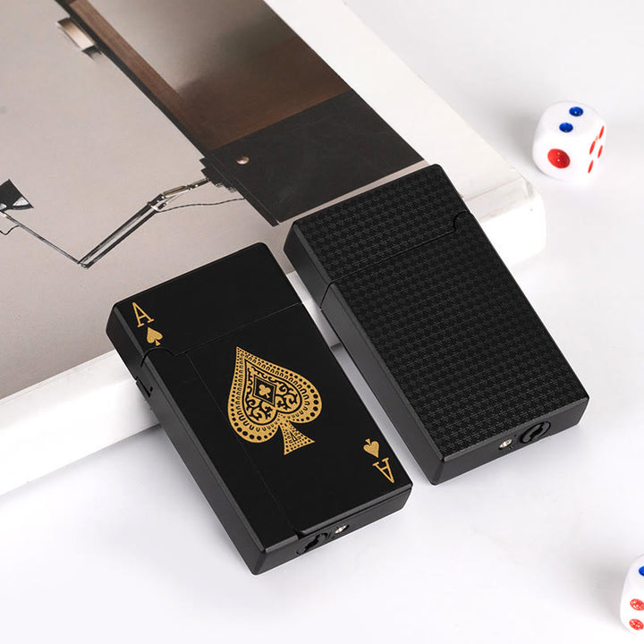 Creative Metal Spade A Accendino a butano da poker - Asso di picche nero - image 4