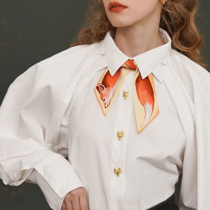 Cravatta stretta e attillata con stampa a olio di volpe - image 2