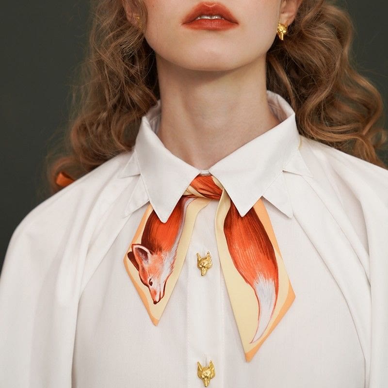 Cravatta stretta e attillata con stampa a olio di volpe - image 1