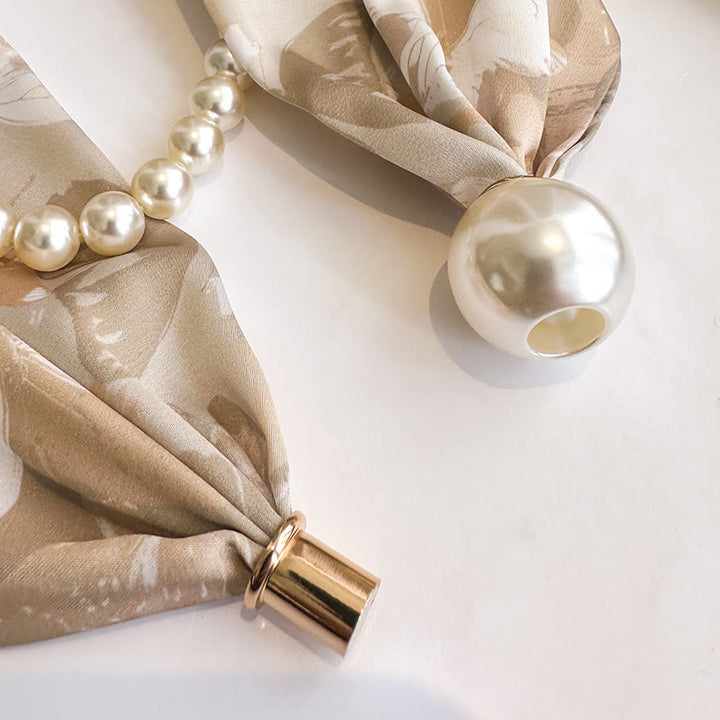 Collana con sciarpa e perle artificiali con chiusura magnetica da donna - image 2