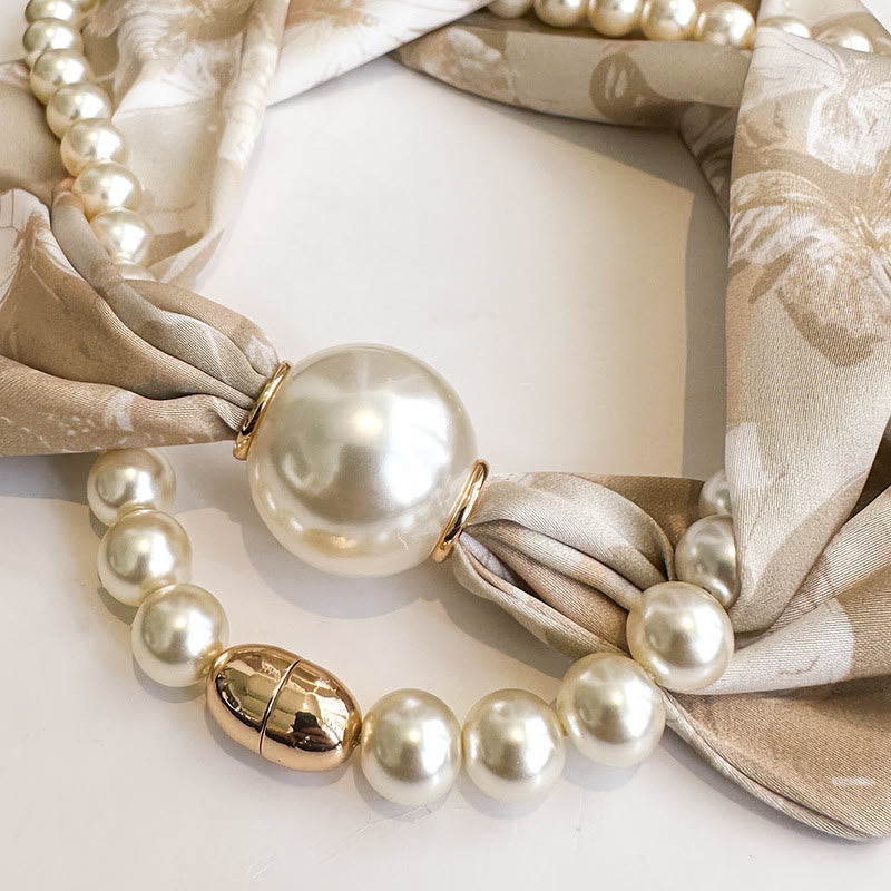 Collana con sciarpa e perle artificiali con chiusura magnetica da donna - image 3
