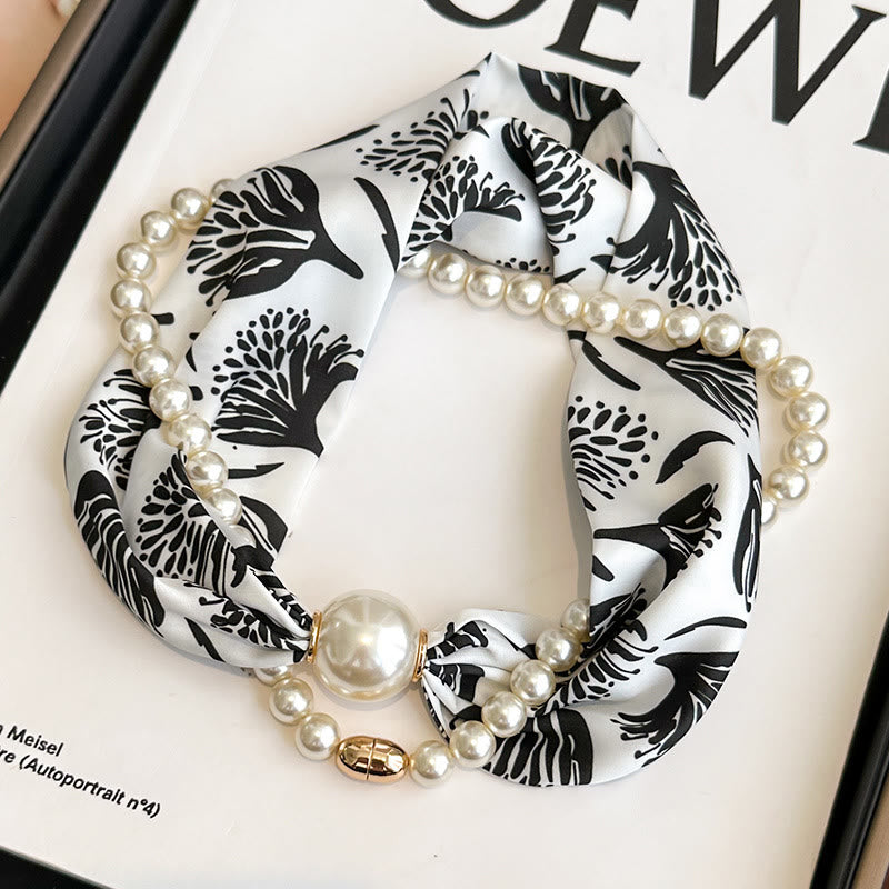 Collana con sciarpa e perle artificiali con chiusura magnetica da donna - Albero nero - image 13