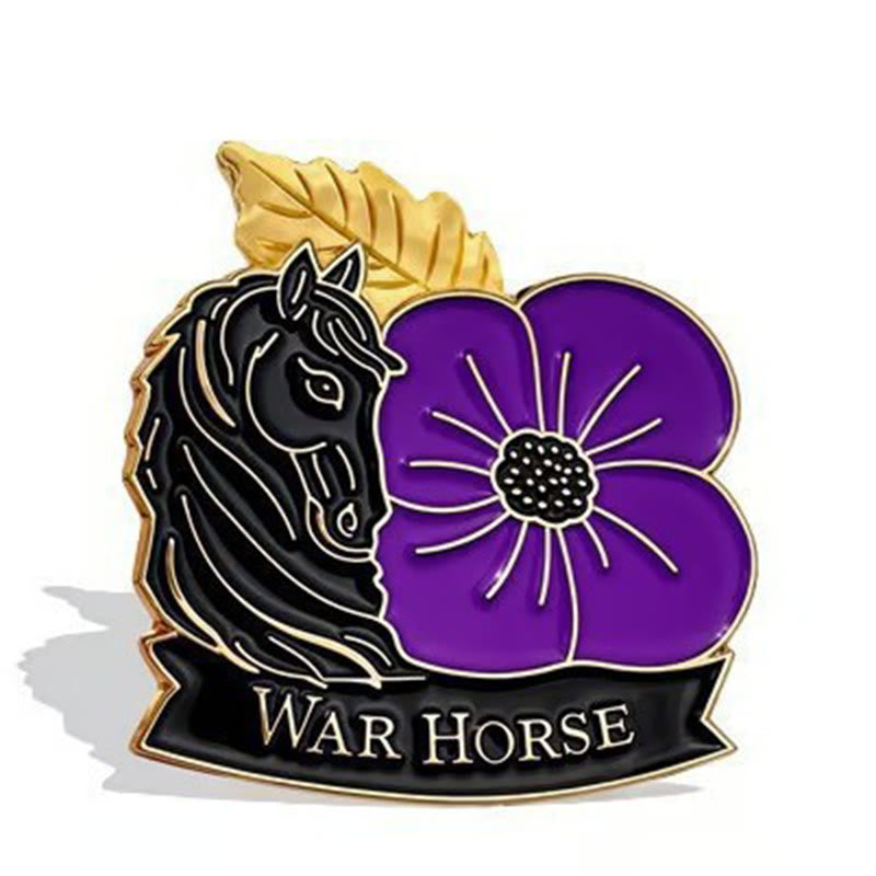 Spilla smaltata a forma di papavero viola "Honor War Horse" - image 2