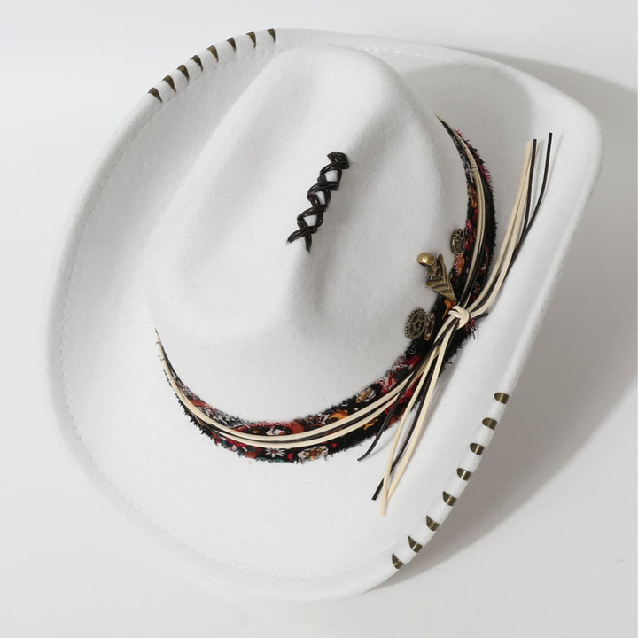 Cappello da cowboy con piume in stile western e finiture sfrangiate - image 5