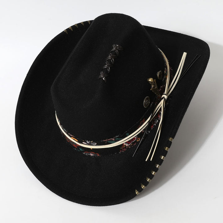 Cappello da cowboy con piume in stile western e finiture sfrangiate - image 3