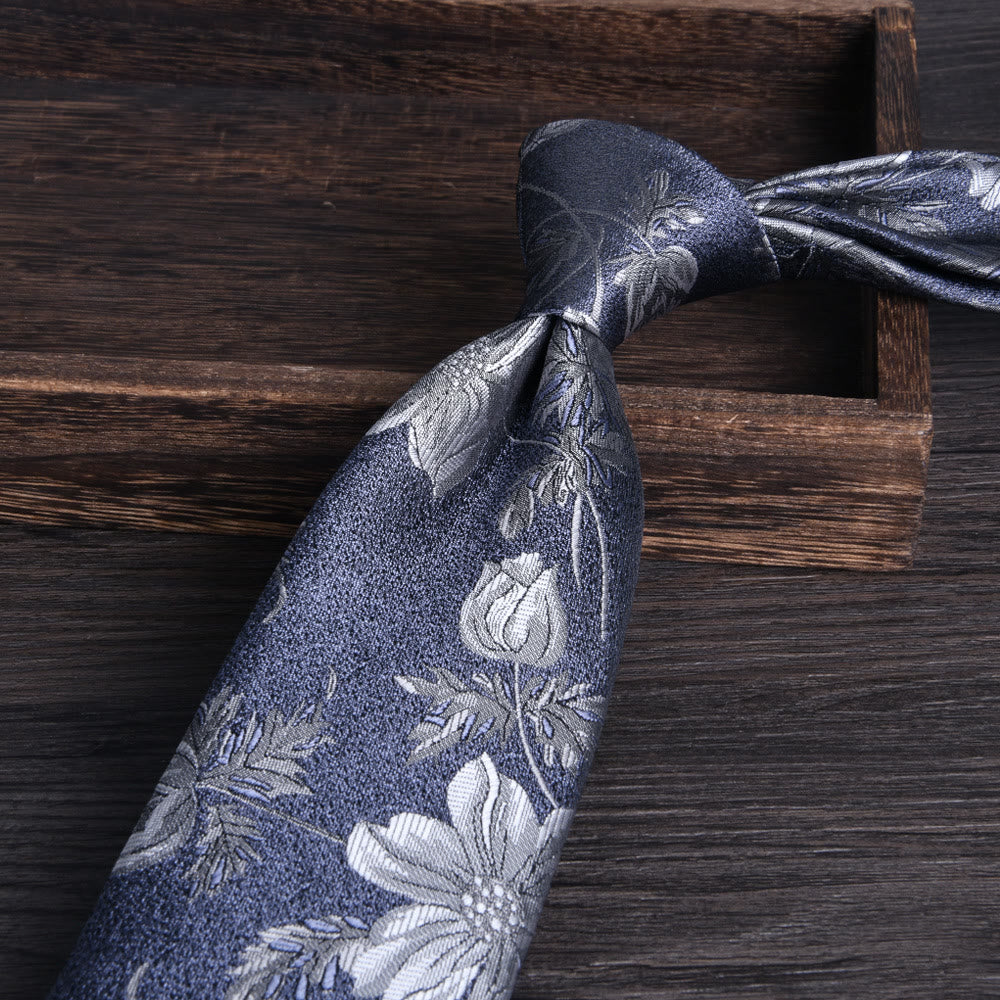 Cravatta formale da uomo con motivo floreale jacquard testurizzato - Stile n. 7 - image 7