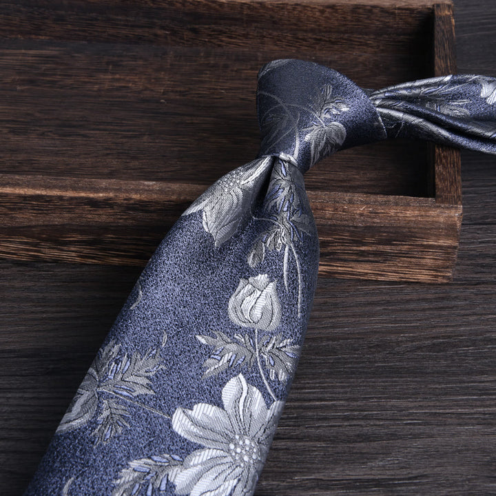 Cravatta formale da uomo con motivo floreale jacquard testurizzato - Stile n. 7 - image 7