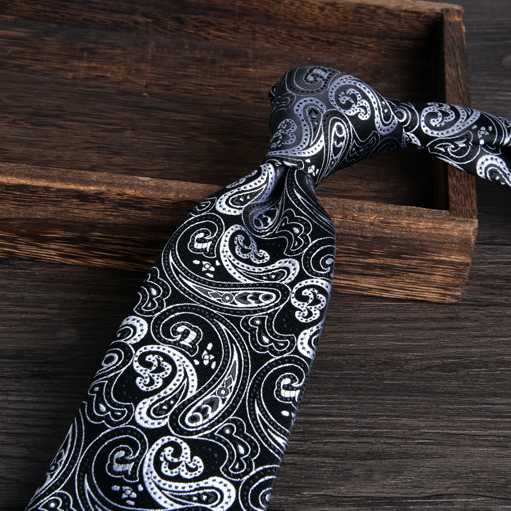 Cravatta formale da uomo con motivo floreale jacquard testurizzato - Stile n. 15 - image 15
