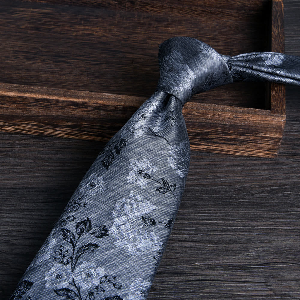 Cravatta formale da uomo con motivo floreale jacquard testurizzato - Stile n. 4 - image 4