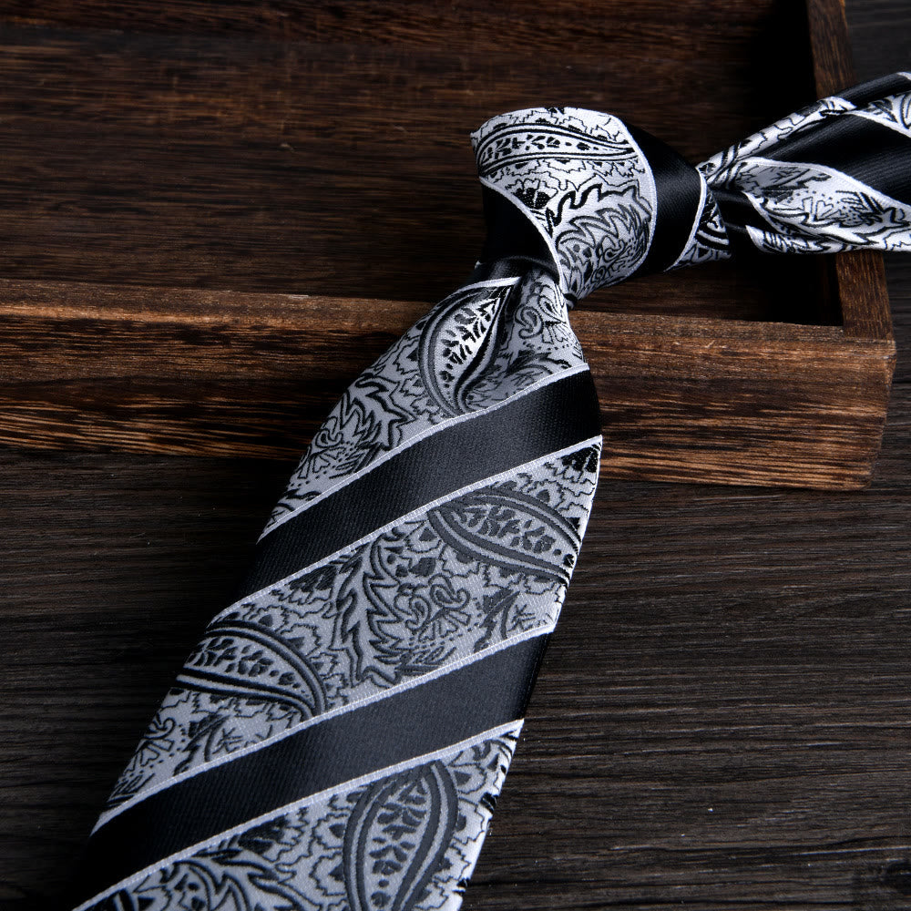 Cravatta formale da uomo con motivo floreale jacquard testurizzato - Stile n. 16 - image 16