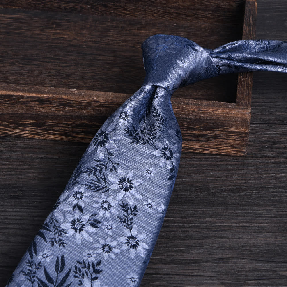 Cravatta formale da uomo con motivo floreale jacquard testurizzato - Stile n. 9 - image 9