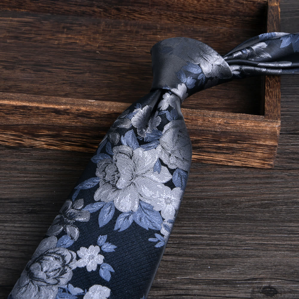 Cravatta formale da uomo con motivo floreale jacquard testurizzato - Stile n. 10 - image 10