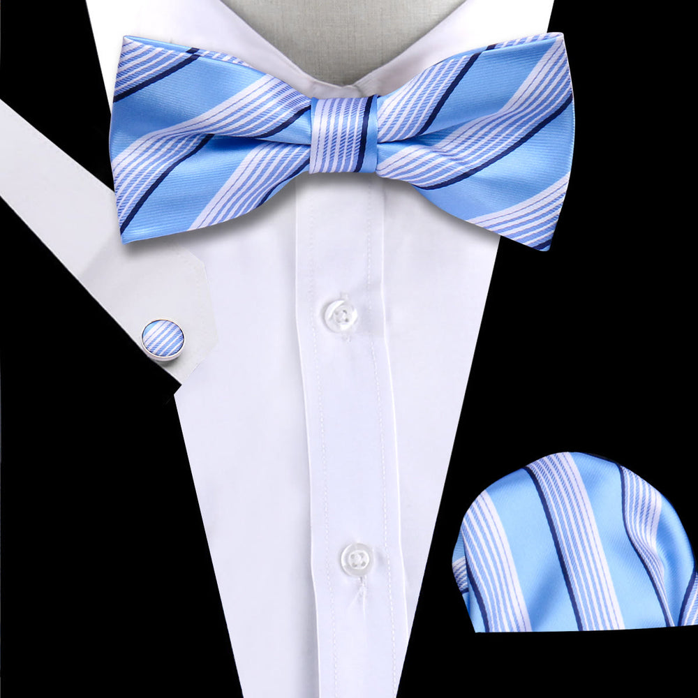 Set da 3 pezzi da uomo con papillon, gemelli e fazzoletto da taschino con motivo Paisley - image 1