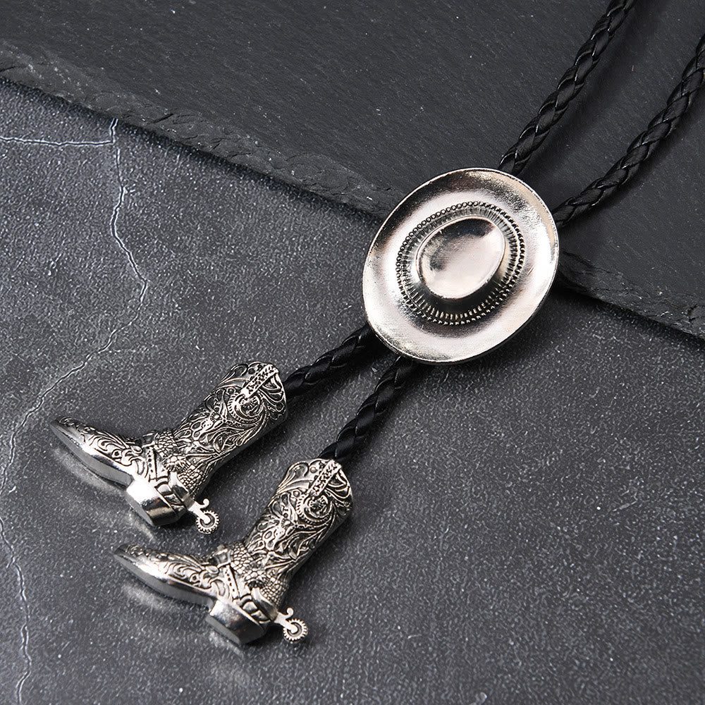 Cravatta Bolo con medaglione e punta dello stivale da cowboy occidentale - image 1