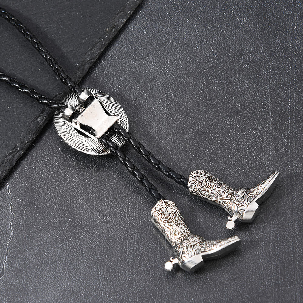 Cravatta Bolo con medaglione e punta dello stivale da cowboy occidentale - image 3