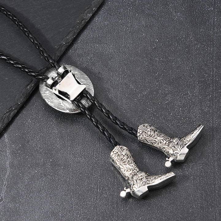 Cravatta Bolo con medaglione e punta dello stivale da cowboy occidentale - image 3