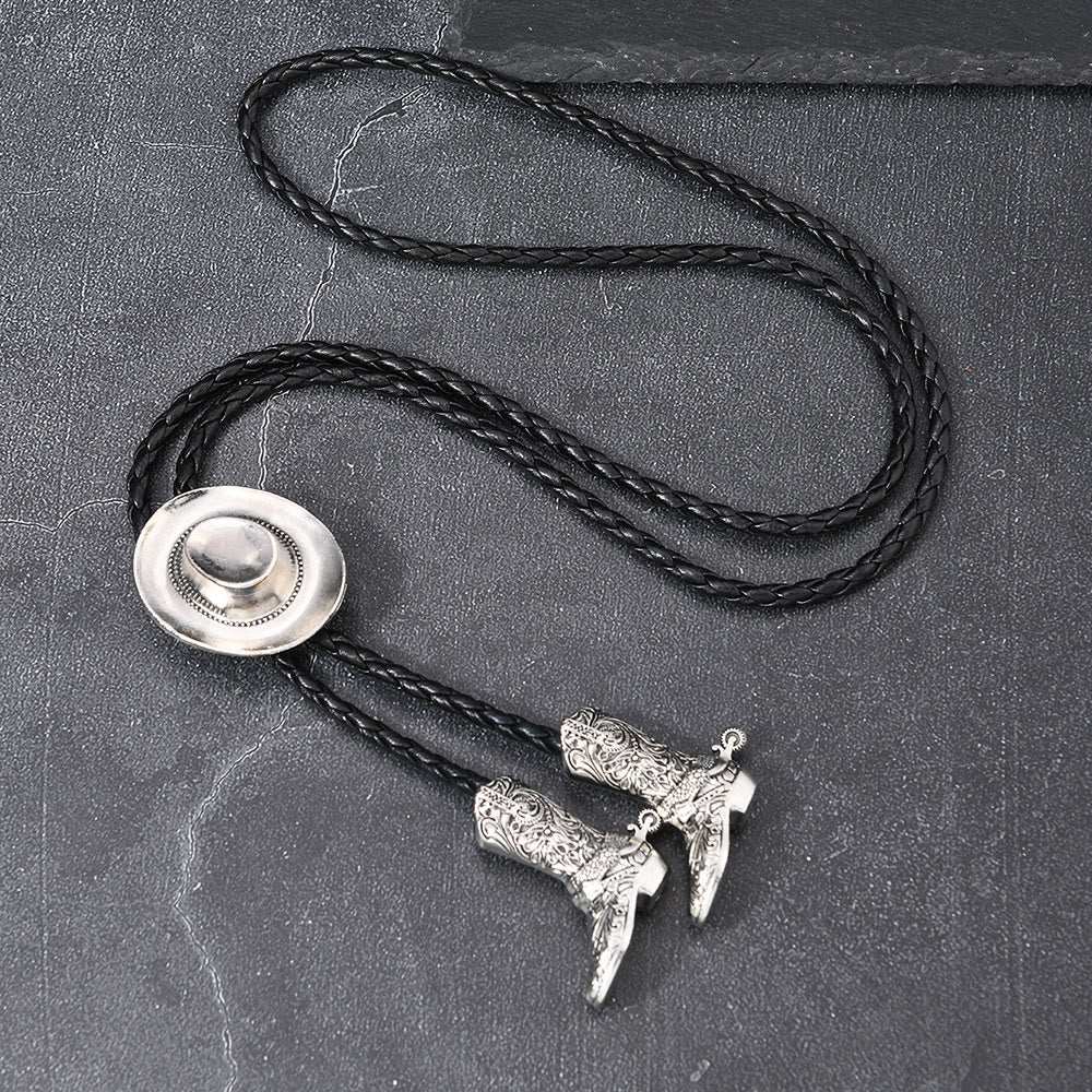 Cravatta Bolo con medaglione e punta dello stivale da cowboy occidentale - image 2