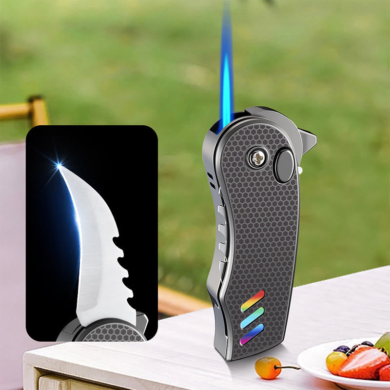Coltello pieghevole EDC 2 in 1, accendino a butano in lega - image 1