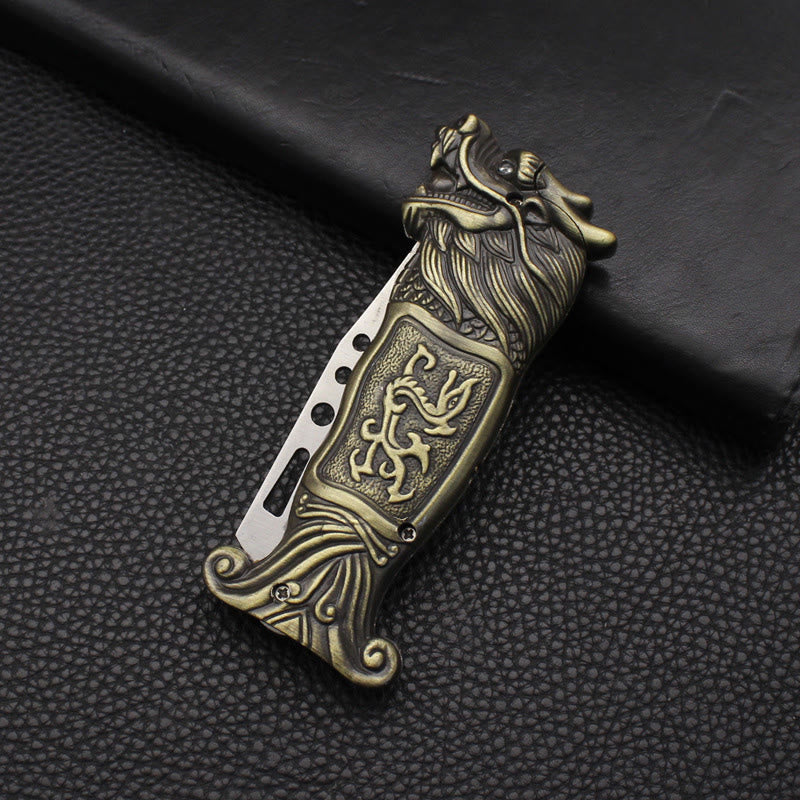 Accendino a butano antivento con testa di drago in rilievo antico - Bronzo - image 5