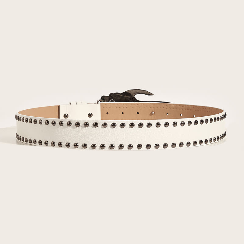 Cintura in pelle con borchie gotiche, teschio e artigli scheletrici - image 7