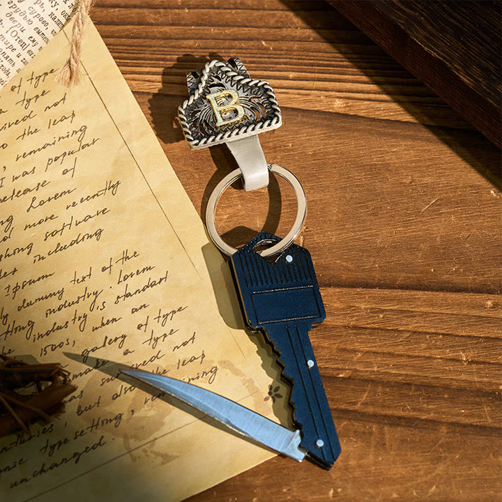 Portachiavi con lettera retrò western e coltello a forma di chiave - Z - image 0