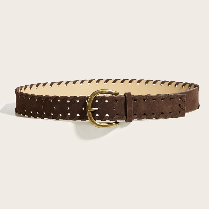 Cintura da uomo in pelle marrone con fibbia ad ardiglione in ottone vintage - image 2
