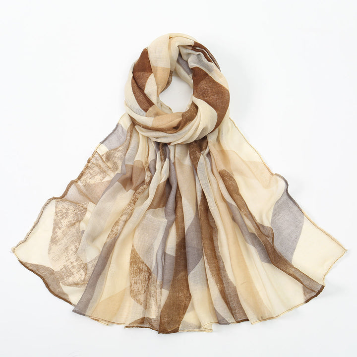 Sciarpa sottile estiva multicolore da donna con protezione solare - Beige - image 0