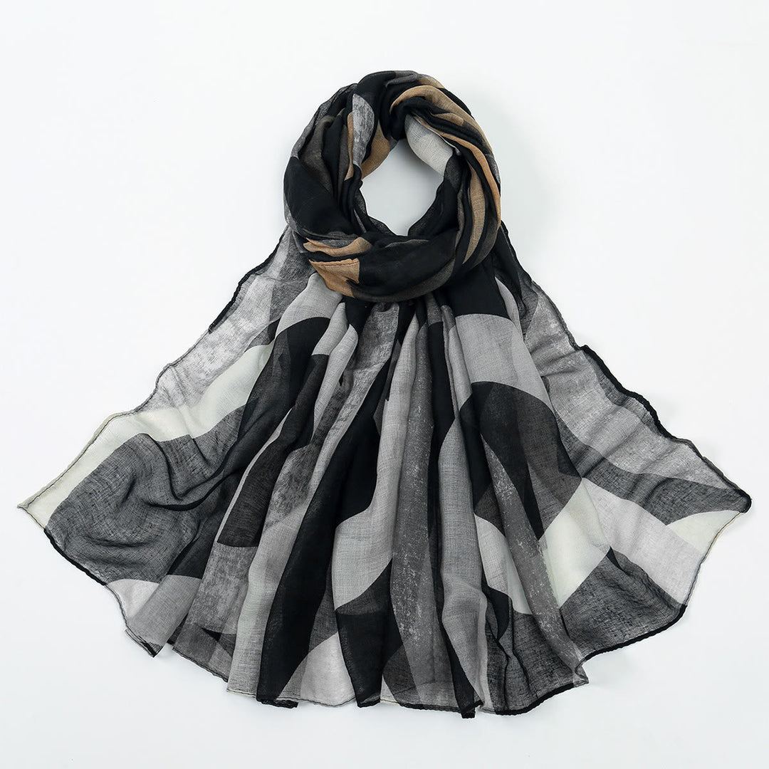 Sciarpa sottile estiva multicolore da donna con protezione solare - Nero - image 2