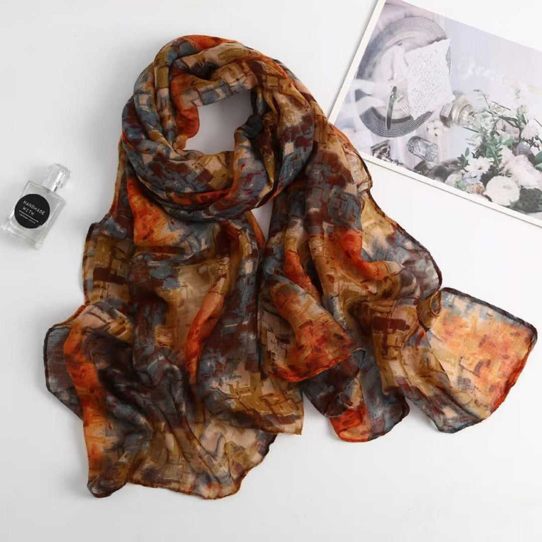 Sciarpa estiva con protezione solare per donna, effetto tintura a olio - Stile n. 1 - image 0