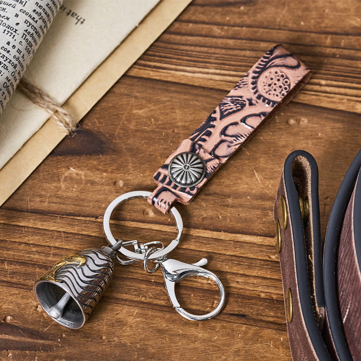 Portachiavi in ​​pelle goffrata con campana d'aquila per moto d'epoca - image 6