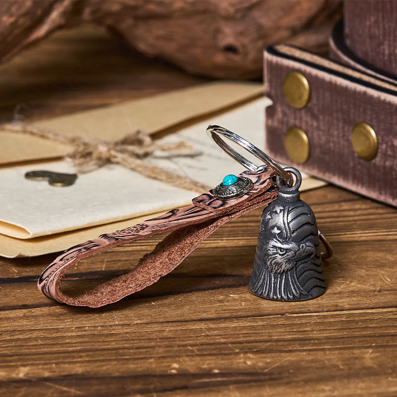 Portachiavi in ​​pelle goffrata con campana d'aquila per moto d'epoca - Stile n. 4 - image 7