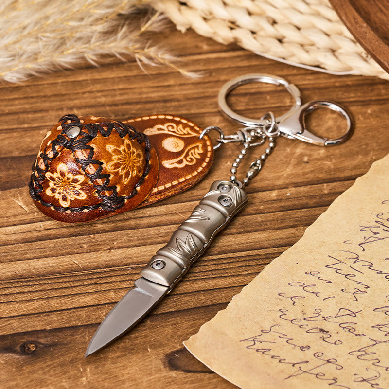 Portachiavi con ciondolo a forma di cappello da cowboy con coltello pieghevole in argento occidentale - Cappellino da baseball - image 6