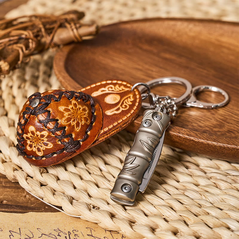 Portachiavi con ciondolo a forma di cappello da cowboy con coltello pieghevole in argento occidentale - image 7