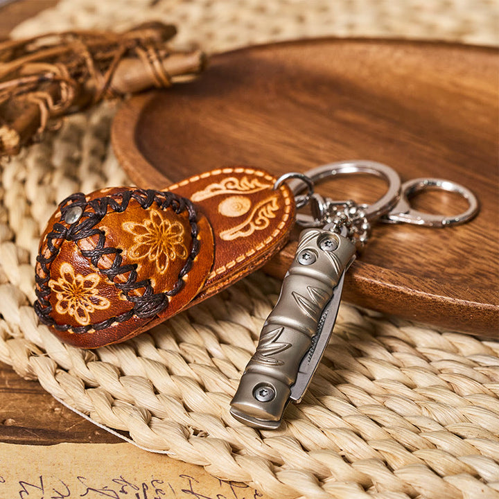 Portachiavi con ciondolo a forma di cappello da cowboy con coltello pieghevole in argento occidentale - image 7