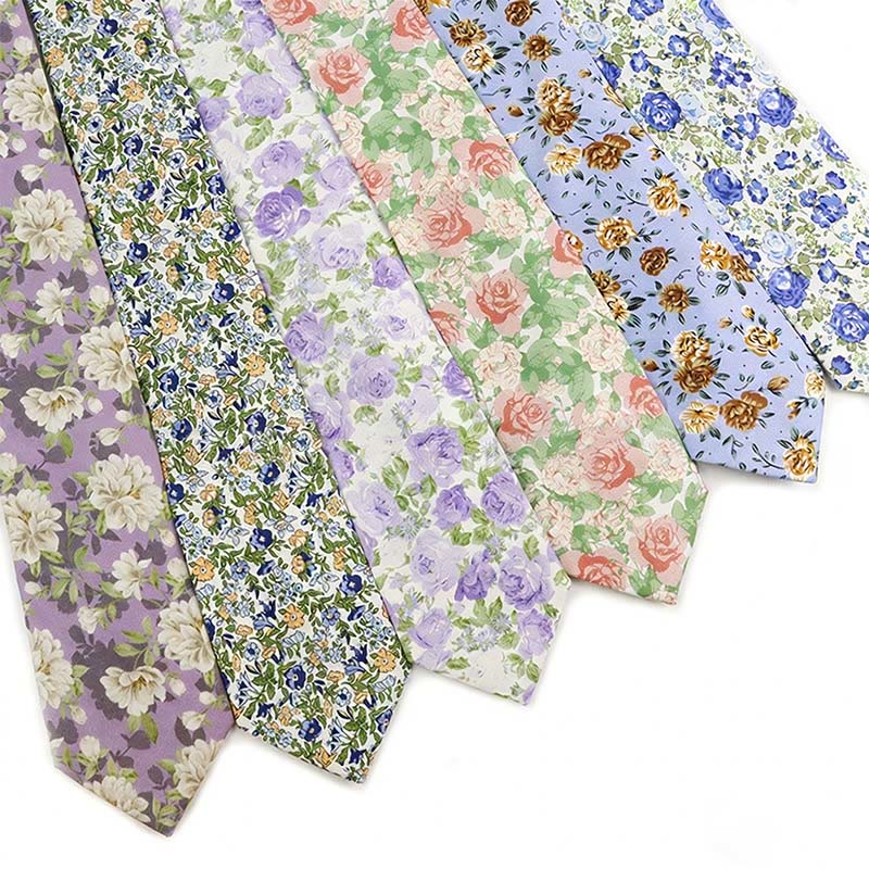 Cravatta da uomo in cotone con stampa floreale elegante vintage - image 1
