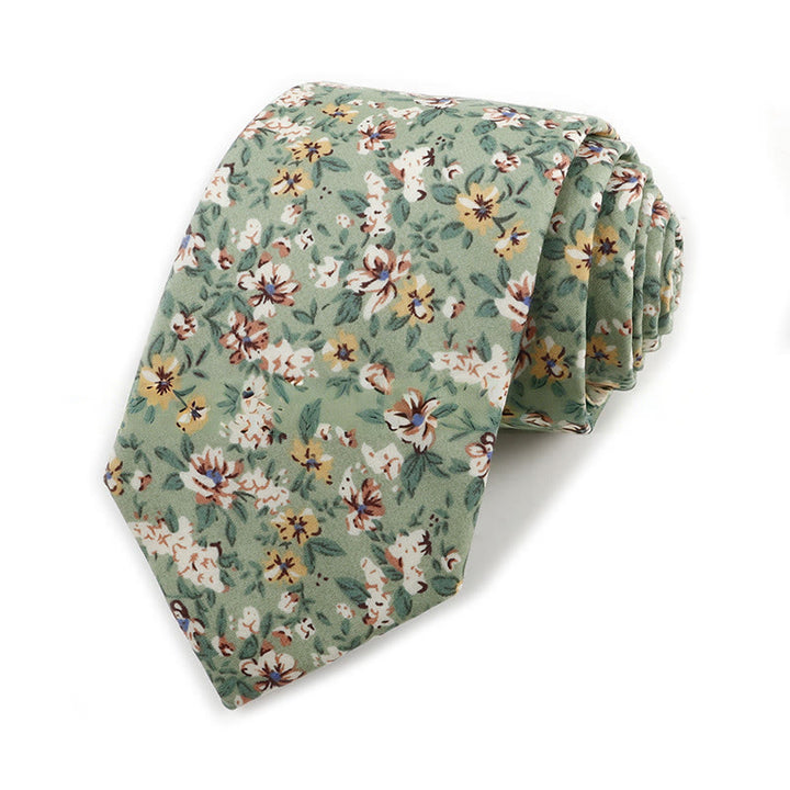 Cravatta da uomo in cotone con stampa floreale elegante vintage - Stile n. 1 - image 0